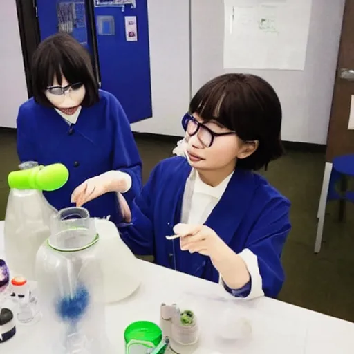 Image similar to Hashimoto Kanna doing chemical experiment