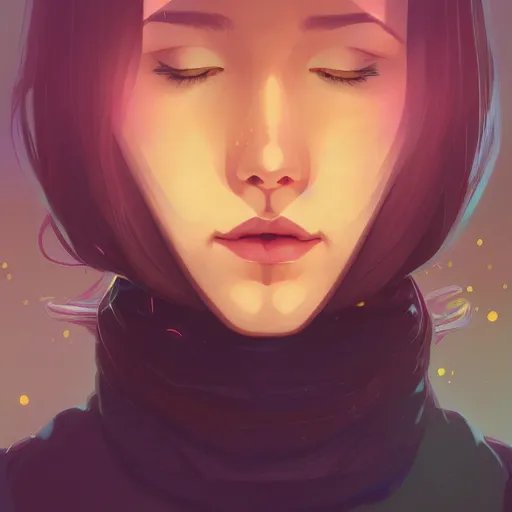 Prompt: gazing into the gorgeous face of infinity, eyes closed, ambient lighting, 4 k, lois van baarle, ilya kuvshinov, rossdraws, alphonse mucha, jung gi kim, artstation