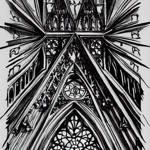 Prompt: Gothic cathedral. Tattoo design.