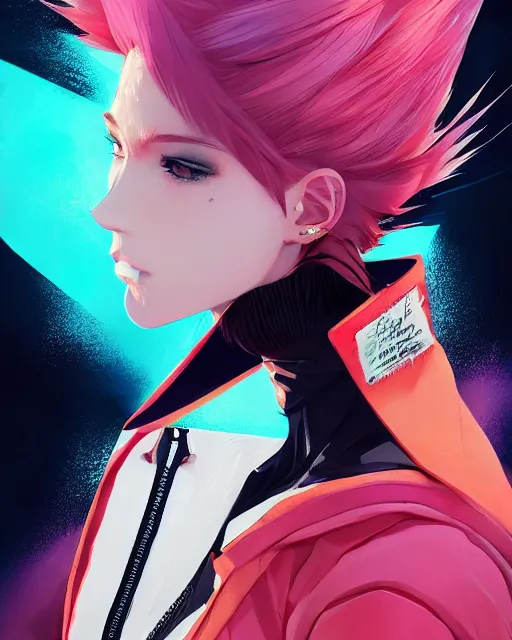 Image similar to poster woman with futuristic streetwear and spiky hair, colourful, pretty face, intricate eyes, elegant, Anime by Kuvshinov Ilya, Cushart Krentz and Gilleard James, 4k, HDR, Behance Trending on artstation, award winning