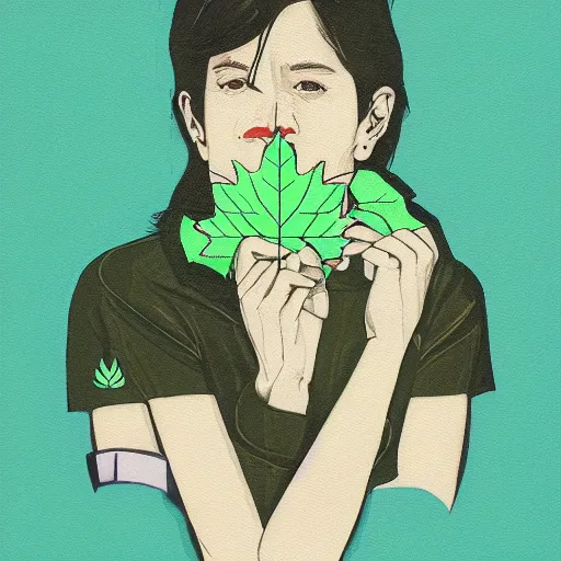 Prompt: MfChar profile picture by Sachin Teng, asymmetrical, Organic Painting , Leaf Green, adidas, Green smoke, Impressive, Award Winning, Warm, Good Vibes, Positive, geometric shapes, hard edges, energetic, intricate background, graffiti, street art:2 by Sachin Teng:4