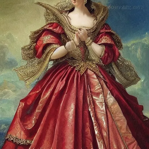 Prompt: intricate and gorgeous court dress, classical oil painting