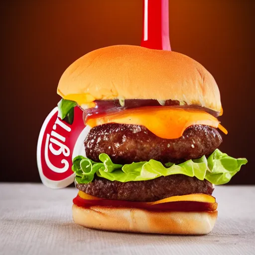 Image similar to finger burger, soda, fries, award winning, food photography