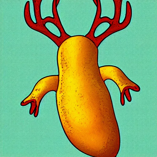 Image similar to banana slug with antlers, digital art