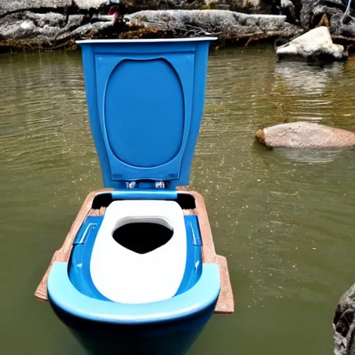 Image similar to a toilet made of teeth, on a boat