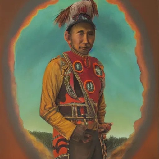 Prompt: Painting of burning Injun