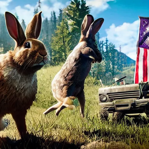 Image similar to a rabbit in the video game Far cry 5