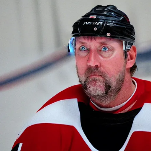 Prompt: a portrait of Patrick Roy hockey coach