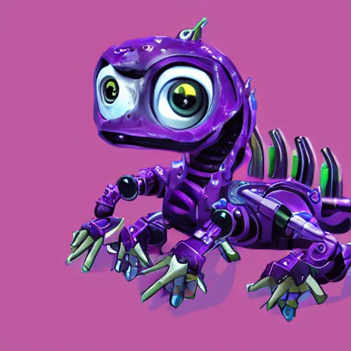 Image similar to very cute purple robototechnic dragon, Disney, digital art