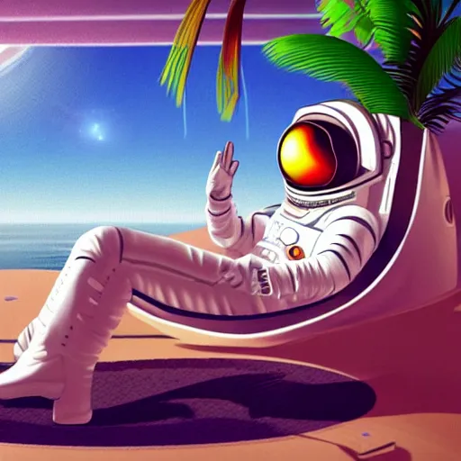 Prompt: an astronaut lounging in a tropical resort in space in a photorealistic style