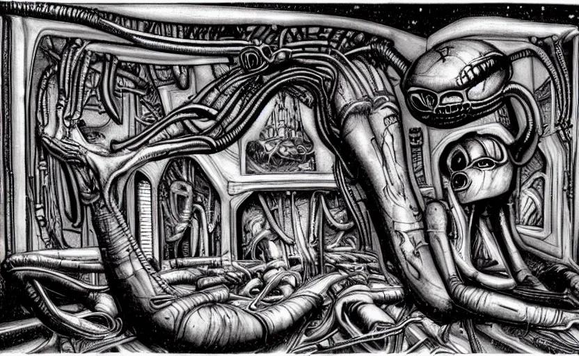 Prompt: hr giger's alien saturday morning cartoon