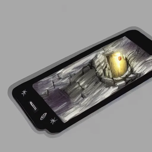 Image similar to mobile phone as portal to another dimension, concept art,