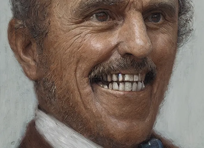 Prompt: a highly detailed wooden portrait of a dentist, james gurney, james jean