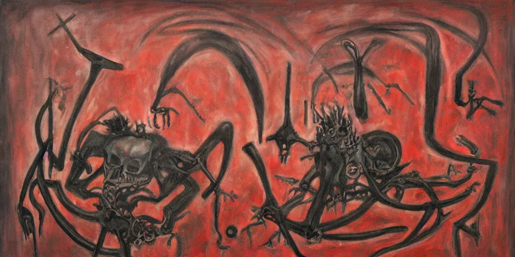 Image similar to biomechanical talisman of evil stygian rituals, god of darkness by maggi mcdonald, mark rothko, sabina klein