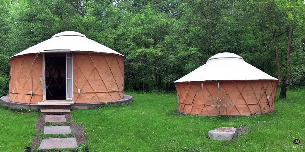 Image similar to modern yurt in the style of george suyama