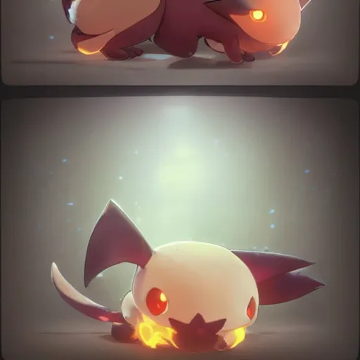 Prompt: translucent cute pokemon like pet like a dog with cute eyes, dark colors smoke spiritual fantasy digital art by artgem, studio ghibli, clean cel - shaded vector art, style artstation, style greg rutkowski, octane render, unreal engine 6, epic game graphics, fantasy, conceptual art, ray tracing