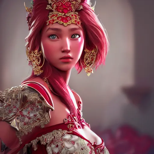 Image similar to wonderful princess of ruby with tan skin, ornate 8 k gorgeous intricate detailed, accent lighting, dramatic light, octane render