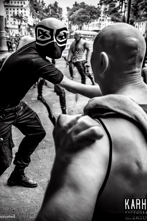 Image similar to nazi skinhead fight with masked antifa, high resolution, photorealistic, smooth, details, 4 k, aesthetic lighting, baroque object, sharp focus, hyperdetailed object, professional photography, pullitzer winning, 8 0 0 photo by : canon eos 5 d mark iv, by karah mew and adnan abidi and jodie bateman