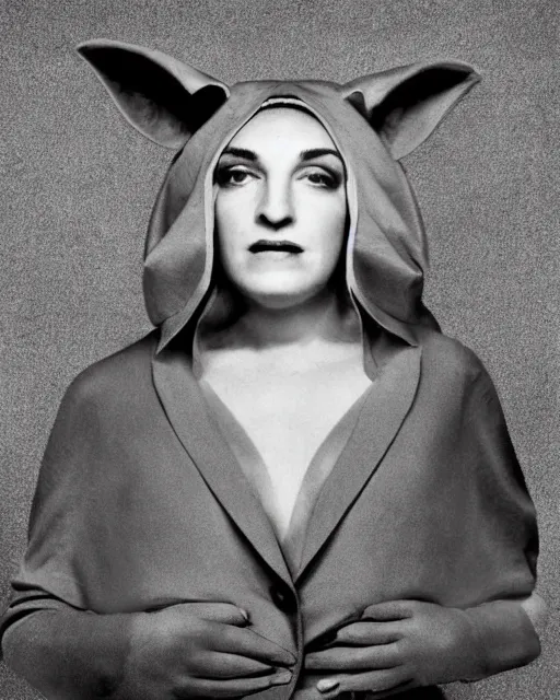 Image similar to anthropomorphic Hippo dressed as madonna ciccone, photograph in the style of Annie Leibovitz