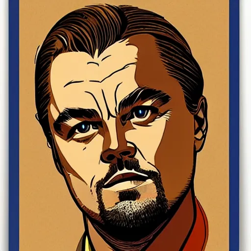 Image similar to “ leonardo dicaprio retro minimalist portrait by jean giraud, moebius starwatcher comic, 8 k ”