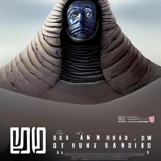 Image similar to joe biden's face a dune sandworm body shai-hulud cover art dune; photorealistic cgi movie poster style, artstation, Mihai, sandworm, shai-hulud