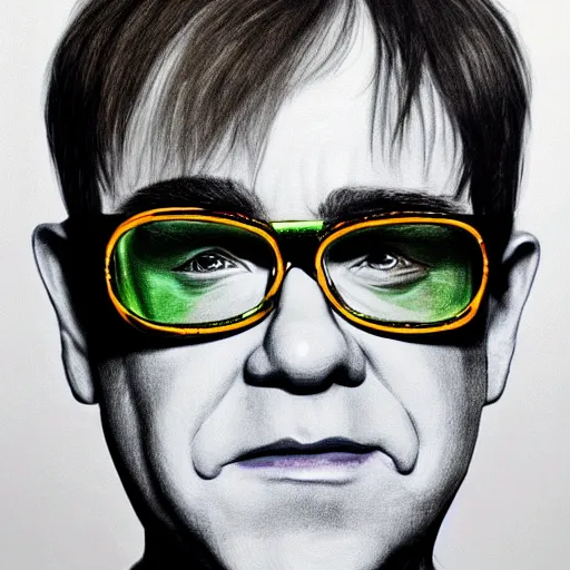 Prompt: Elton John portrait, child's drawing, artstation, ultradetailed