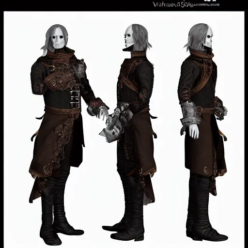 Image similar to Full body profile of Male Victorian Gothic Pirate, hd, intricate, bloodborne, 8k, digital art