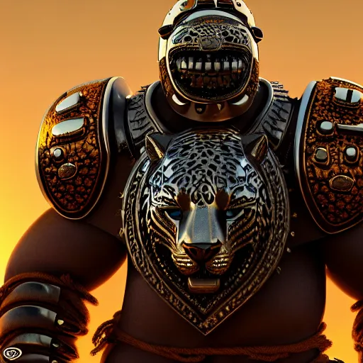 Image similar to warrior with jaguar themed armour, highly detailed, 4 k, hdr, award - winning, octane render, artstation