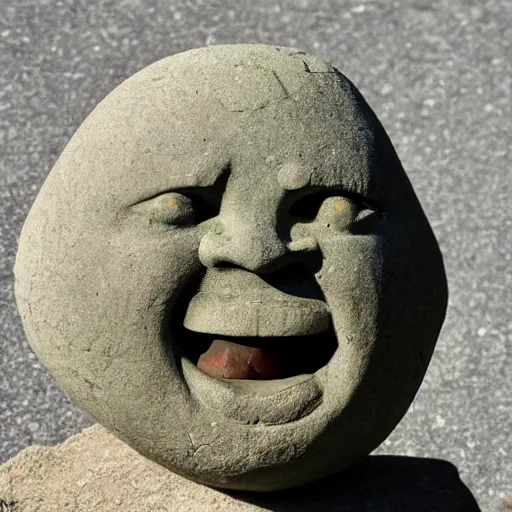 Prompt: statue grinning stone
