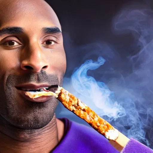 Prompt: selfie of kobe bryant holding a smokie joint in a helicopter, smoke around him, 8k resolution, hyper detailed, shot in the air