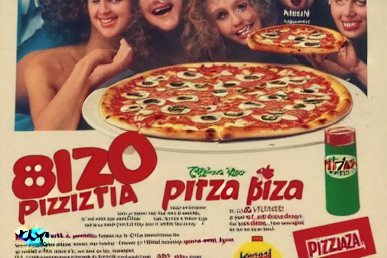 Prompt: 80s, pizza, advertisement