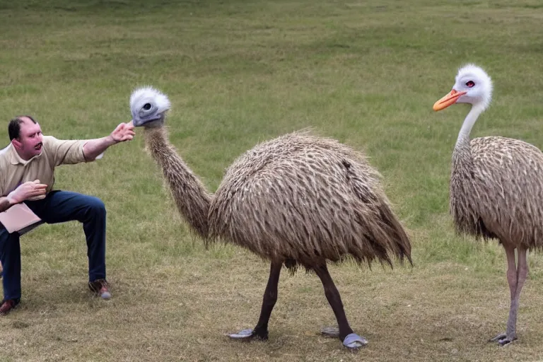 Image similar to man argues with an ostrich