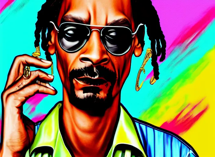 snoop dogg, gta vice city style, smooth painting, each | Stable ...