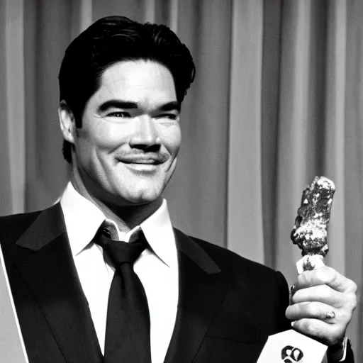 Image similar to dean cain accepts the award for worst superman. 3 5 mm