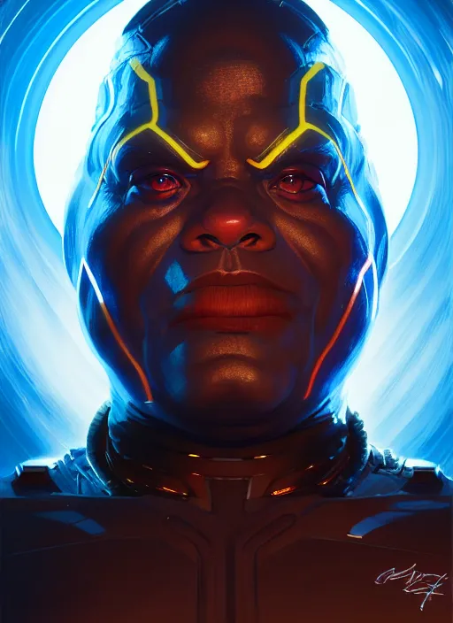 Prompt: portrait of apex legends darkseid, intricate, elegant, glowing lights, highly detailed, digital painting, artstation, glamor pose, concept art, smooth, sharp focus, illustration, art by artgerm and greg rutkowski, artey freytag