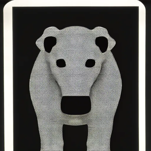 Prompt: black and white animal by karl gerstner 1 9 7 0 s, 8 k scan, centered, symetrical, bordered