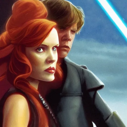 Image similar to mara jade and luke skywalker