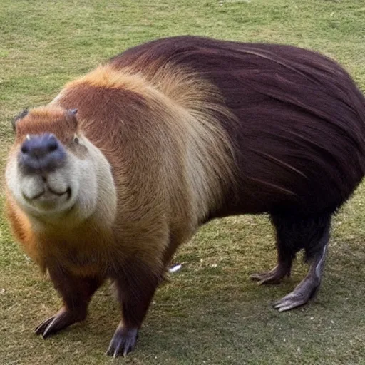 Image similar to a hybrid between a capybara and a llama