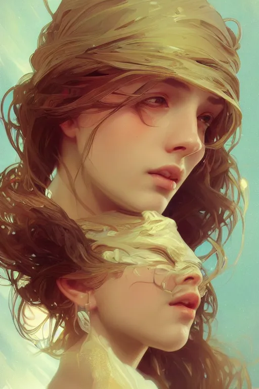 Image similar to beautiful, final fantsy, digital painting, portrait , cinematic lighting, highly detailed, artstation, concept art, illustration, smooth, sharp focus, editor's pickup, trending on artstation, trending on deviantart, alphonse mucha, WLOP