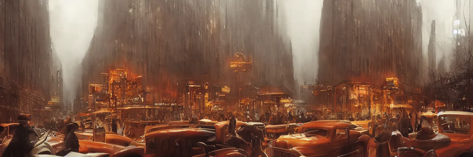 Prompt: Babylon Berlin. Night. Inside a crowded Art deco restaurant. Berlin, late golden 1920s. Gropius. Metropolis. Mist. Highly detailed. Hyper-realistic. Cheerful. Merry mood. Warm colors. Dynamic composition. Matte painting in the style of Craig Mullins