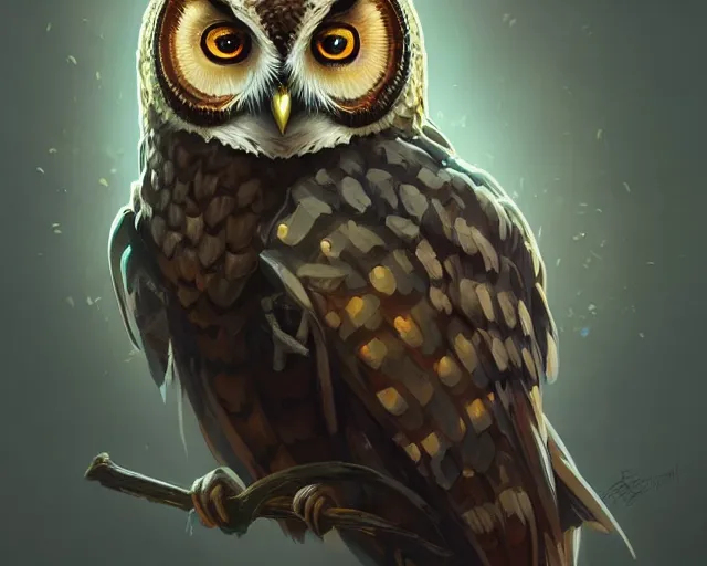 Image similar to a smart owl with a smart suit in a smart atmosphere, deep focus, d & d, fantasy, intricate, elegant, highly detailed, digital painting, artstation, concept art, matte, sharp focus, illustration, hearthstone, art by artgerm and greg rutkowski and alphonse mucha