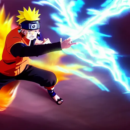 Image similar to a screenshot of naruto in fighting pose, portrait, fantasy, beautiful face, vivid colors, elegant, concept art, sharp focus, digital art, hyper - realistic, 4 k, unreal engine, highly detailed, hd, dramatic lighting by brom, trending on artstation,