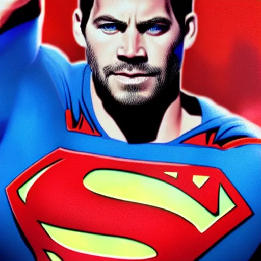 Image similar to if Paul Walker was Superman epic, cool, photo realistic, 4k, high detail