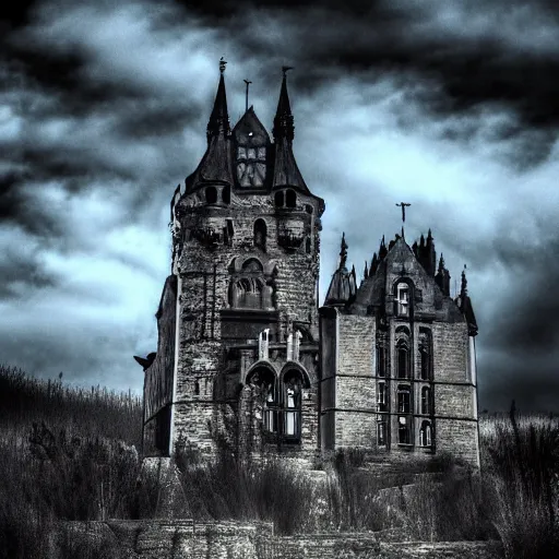 Image similar to scary gothic castle landscape