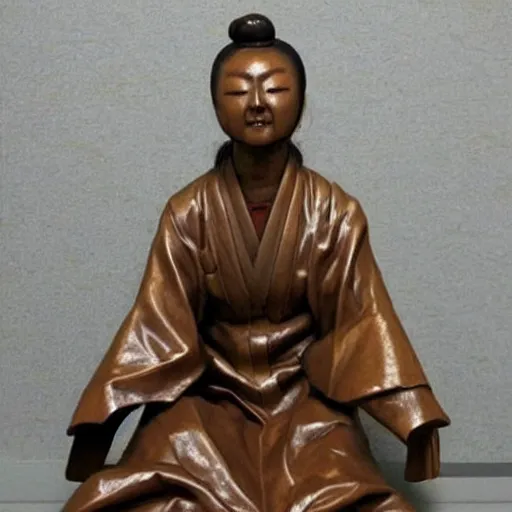 Prompt: japanese woman suddenly turned into a statue!!!!!