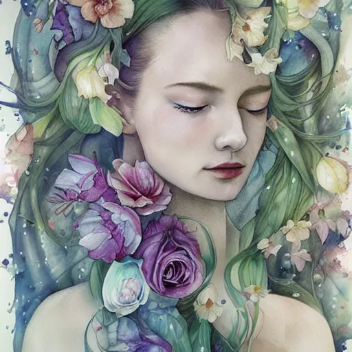 Image similar to watercolor bathroom with flowers by anna dittmann, by marco mazzoni, by stephanie law,