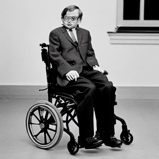 Stephen Hawking walking with two canes with leg limp, | Stable Diffusion