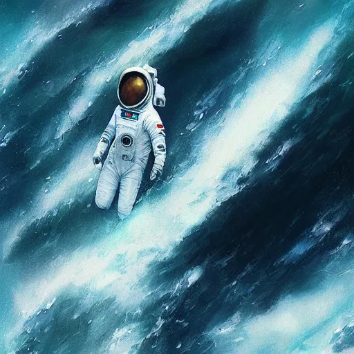 Prompt: an astronaut lost in the ocean,digital art,detailed,ultra realistic,art by greg rutkowski W 640