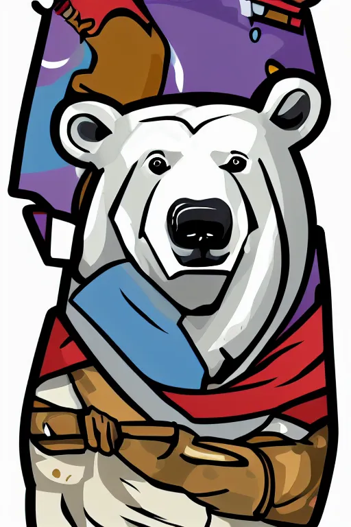 Image similar to Portrait of a polar bear, knight, medieval, sticker, colorful, illustration, highly detailed, simple, smooth and clean vector curves, no jagged lines, vector art, smooth