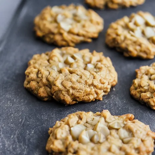 Prompt: oatmeal cookies inside apples